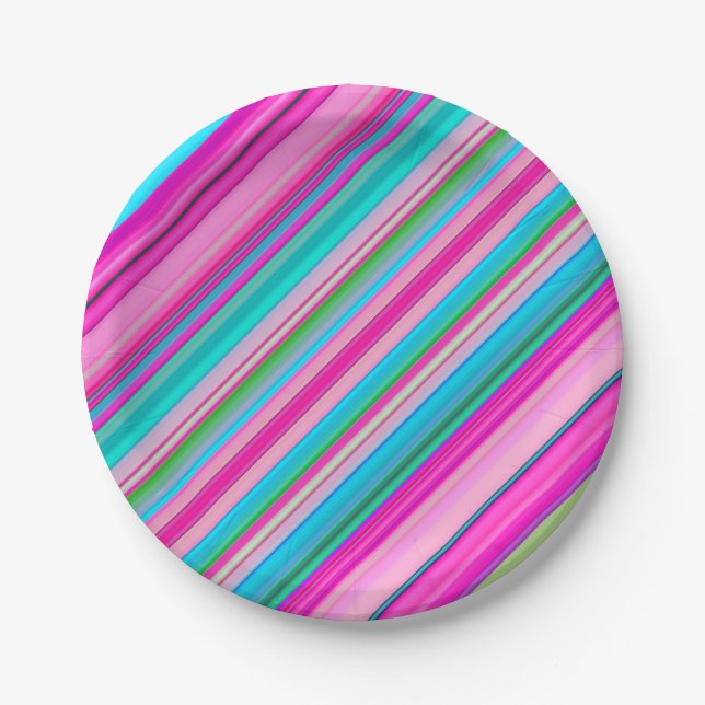Lebhafte Rainbow-Farben Streifen Muster-21056 Pappteller (Vorderseite)