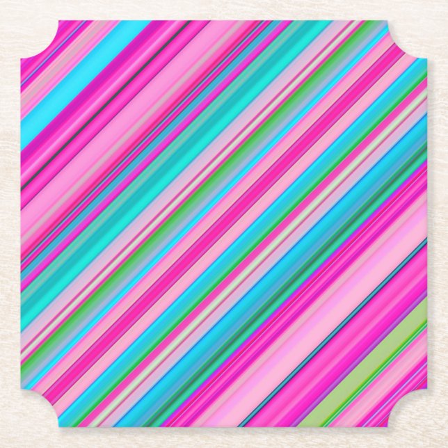 Lebhafte Rainbow-Farben Streifen Muster-21056 Untersetzer (Vorderseite)