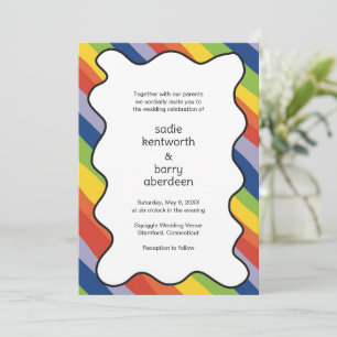 Lebhafte Rainbow Squiggle Frame Modern Wedding Einladung