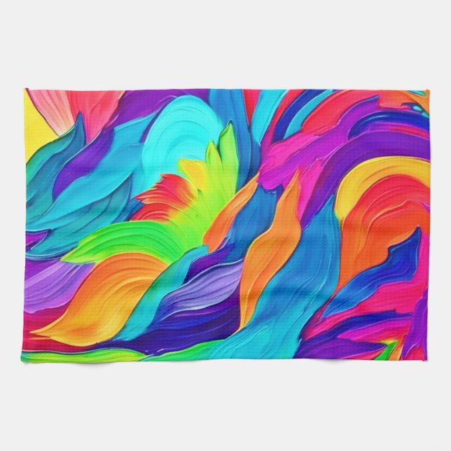 Lebhafte Rainbow-Wirbel Abstrakt Art Geschirrtuch (Horizontal)