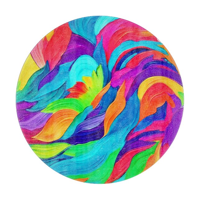 Lebhafte Rainbow-Wirbel Abstrakt Art Schneidebrett (Vorderseite)