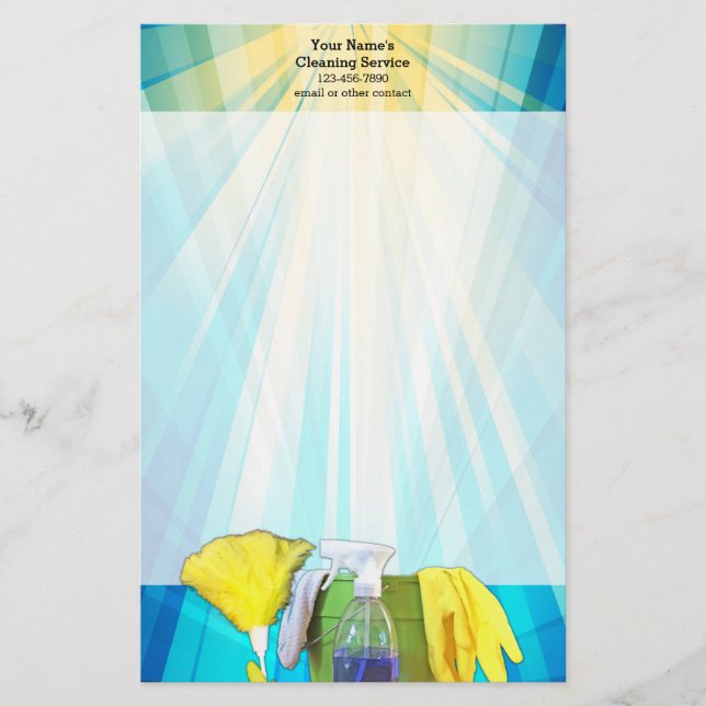 Lebhafte Rays Custom Cleaning Service Business Briefpapier (Vorderseite)