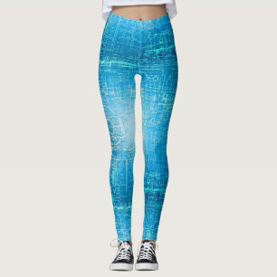 Lebhafte Retro Blueprint Leggings