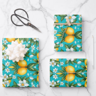 Lebhafte Retro Citrus Medley Weihnachten Geschenkpapier Set