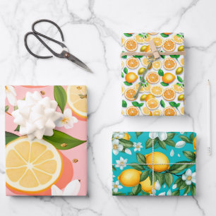 Lebhafte Retro Citrus Medley Weihnachten Geschenkpapier Set