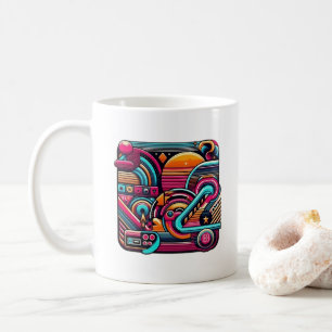 "Lebhafte Retro Neon Geometric" Kaffeetasse