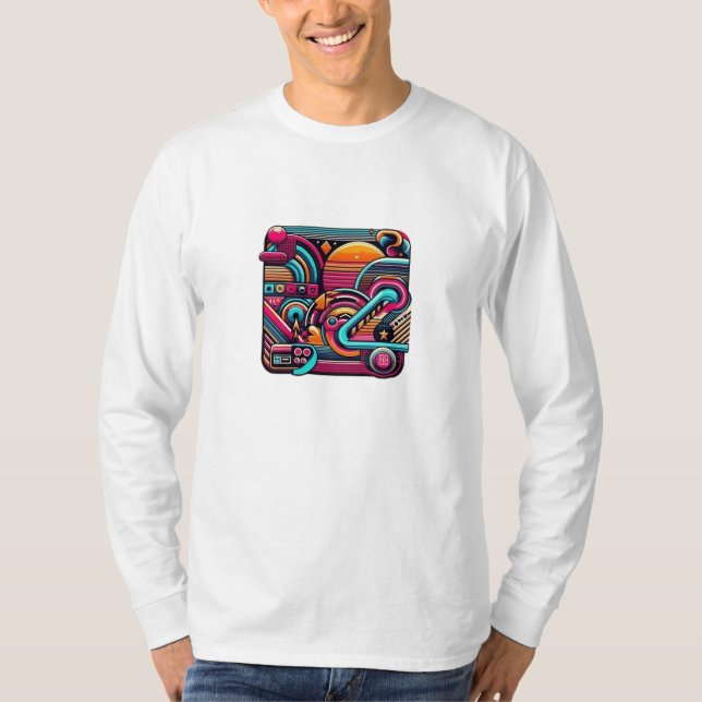 "Lebhafte Retro Neon Geometric" T-Shirt (Vorderseite)