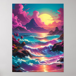 Lebhafte Retro-Waves, kühne Explosion farbenfroher Poster