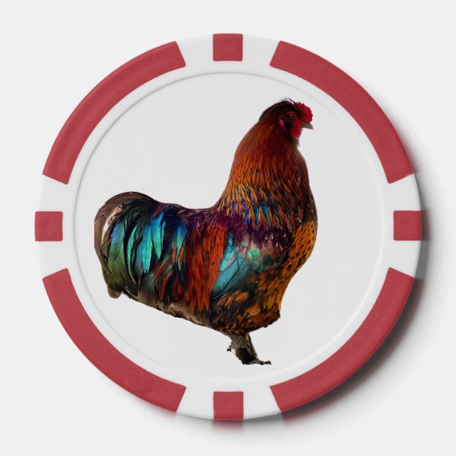 Lebhafte Rooster-Chips für kundenspezifische Poker Pokerchips (Vorderseite)