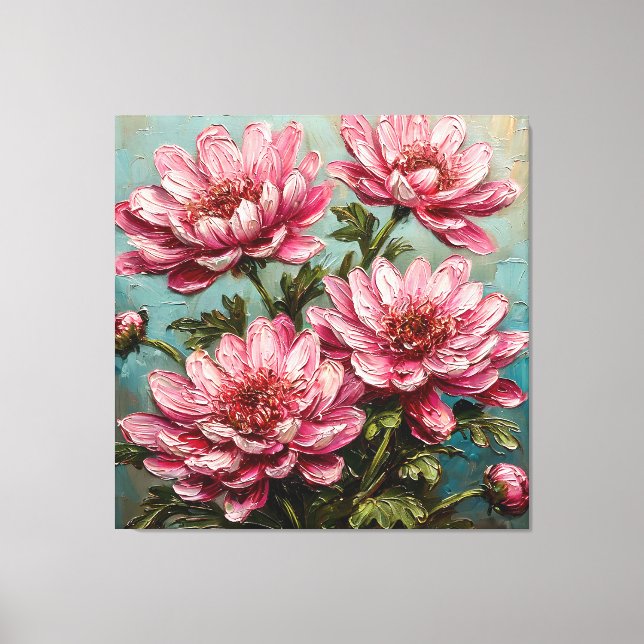 Lebhafte rosa Chrysanthemum-Blume Leinwanddruck (Vorderseite)