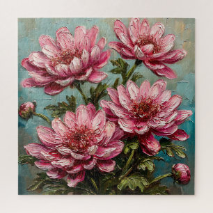 Lebhafte rosa Chrysanthemum-Blume Puzzle
