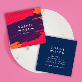 Lebhafte, rosa Lila Orange Moderne fette Schlaganf Quadratische Visitenkarte