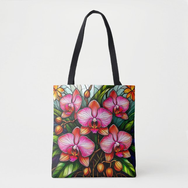 Lebhafte rosa Orchideen in festem Glas (Vorderseite)