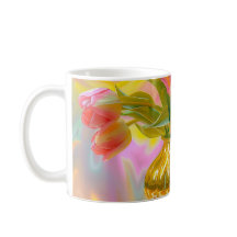 Lebhafte rosa Tulips in der goldenen Vase