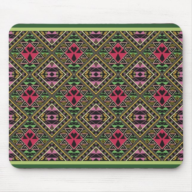 Lebhafte rosa und grüne Abstrakte Stoffe Kunst Mousepad (Vorne)