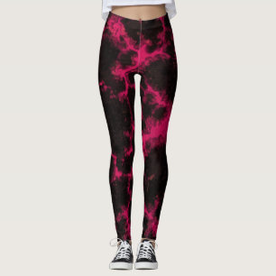 Lebhafte Rosa und Schwarze Flammen Leggings