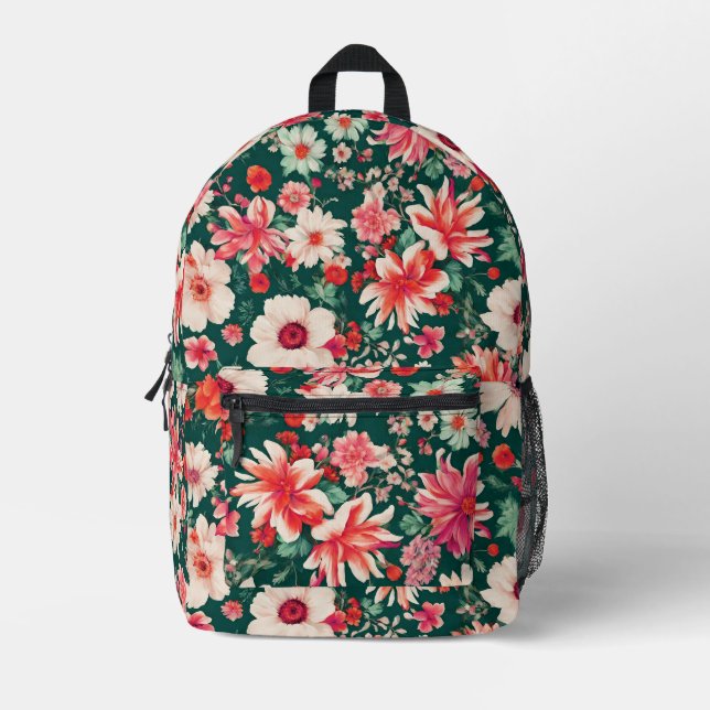 Lebhafte, rosa und zarte weiße Blume Bedruckter Rucksack (Vorderseite)