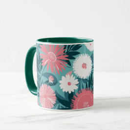 Lebhafte Rosa-Weiß-BlumenSymphonie Tasse