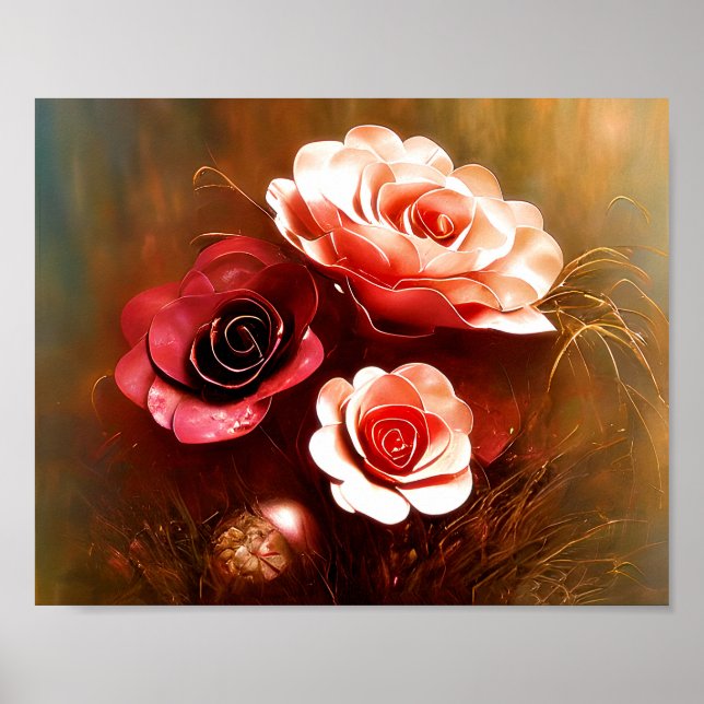 Lebhafte Rose aus Kupfer Poster (Vorne)