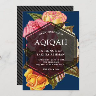Lebhafte Rose Bouquet Geometric Aqeeqah  Aqiqah Einladung