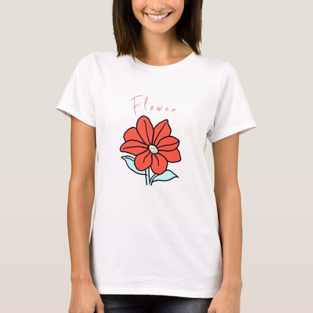 Lebhafte Rote Blume. T-Shirt (Vorderseite)