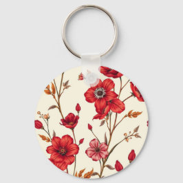 Lebhafte rote botanische Illustration Schlüsselanhänger