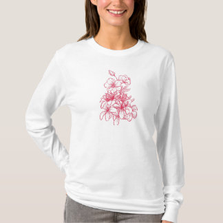 Lebhafte Rote Flora Elegance T-Shirt