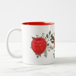 Lebhafte Rote Himbeere mit blühenden Blätter Zweifarbige Tasse