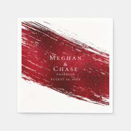 Lebhafte rote Imitate Foil Paint Stroke Serviette