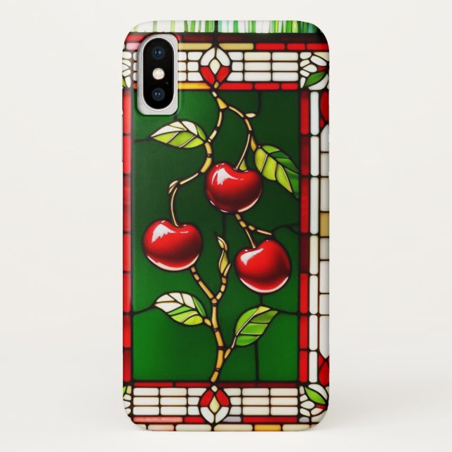 Lebhafte rote Kirschen mit reichen grünen Blätter Case-Mate iPhone Hülle (Rückseite)