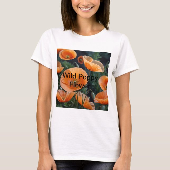 Lebhafte Rote Poppy-Blume T-Shirt (Vorderseite)