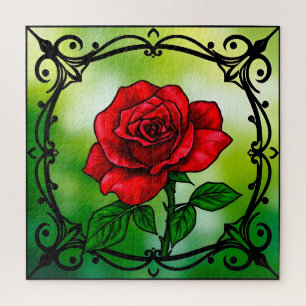 Lebhafte rote Rose Puzzle
