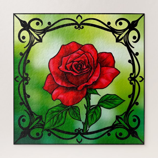 Lebhafte rote Rose Puzzle (Vertikal)