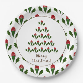 Lebhafte Rote Rosen, Weihnachtsbaumurlaub Pappteller