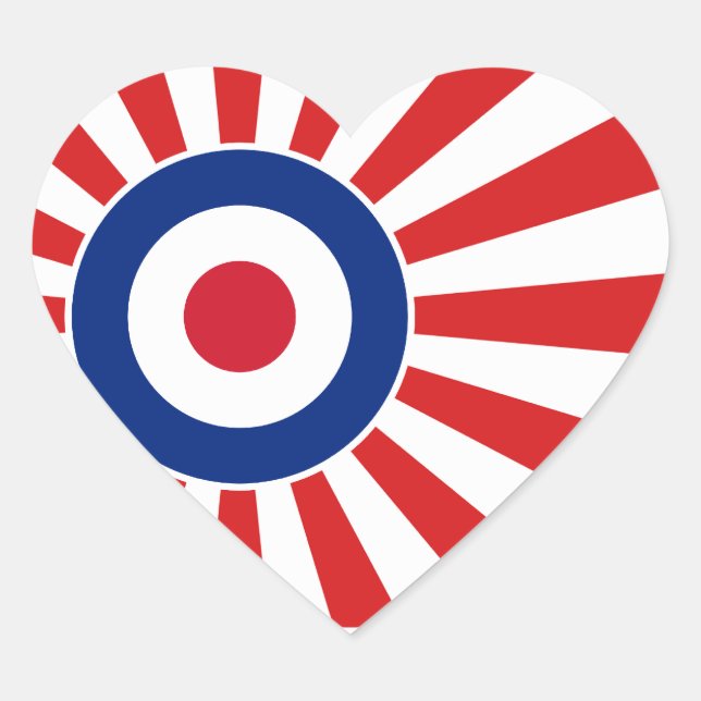 Lebhafte Roundel-Mod JAPAN-Zielmotorrad Herz-Aufkleber (Vorderseite)