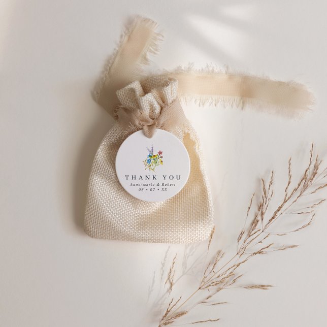 Lebhafte rustikale Wildblumen Hochzeit Geschenkanhänger (Von Creator hochgeladen)