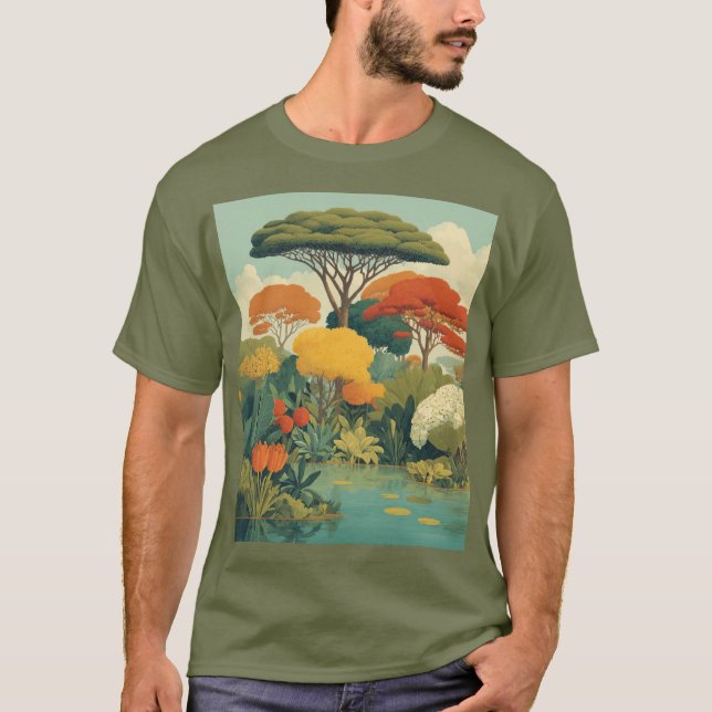 Lebhafte Safari-Jungle-Szene T-Shirt (Vorderseite)