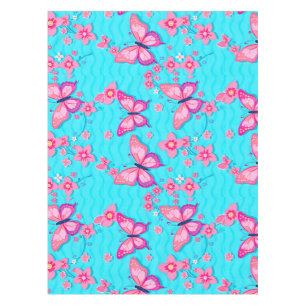 Lebhafte Schmetterlinge und Blume Tischdecke