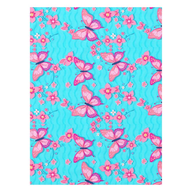 Lebhafte Schmetterlinge und Blume Tischdecke (Vorderseite)