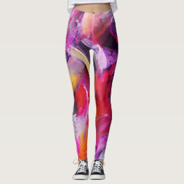 Lebhafte, schwindende rote Rollen Leggings