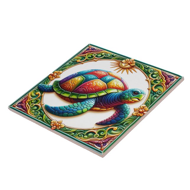 Lebhafte Sea Turtle Tile Art Fliese (Seite)