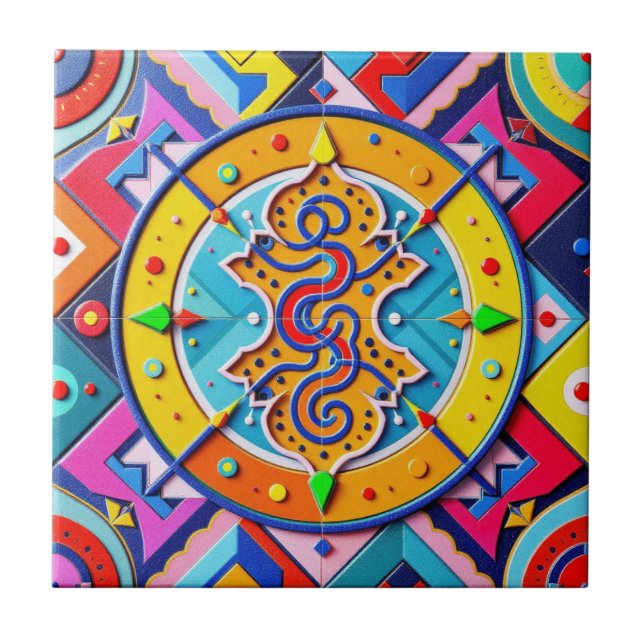 Lebhafte serpent Mosaic Keramik Tile Fliese (Vorderseite)