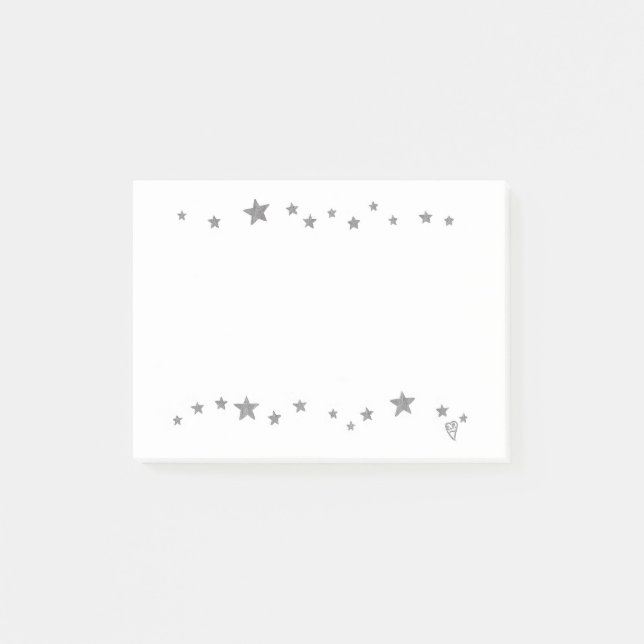 Lebhafte Silber Stars Border Post Notizen (Vorderseite)