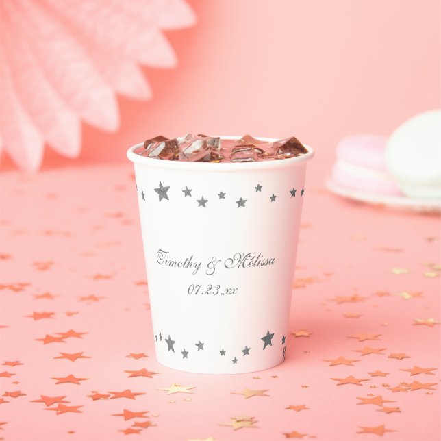 Lebhafte Silber Stars Papier Cups für Hochzeiten e Pappbecher (Insitu)