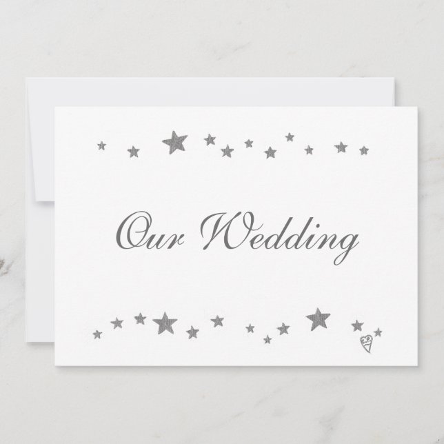 Lebhafte Silver Stars Border, unsere Hochzeit Einladung (Vorderseite)