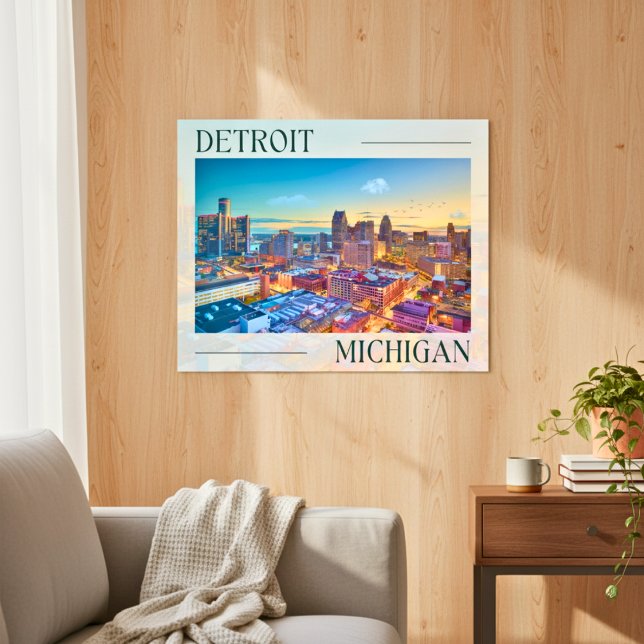 Lebhafte Skyline von Detroit bei Sunset Poster (Vibrant Skyline of Detroit at Sunset Poster)