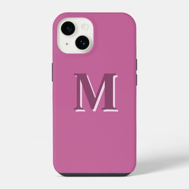 lebhafte, solide rosa Monogramm iPhone Hülle (Rückseite)