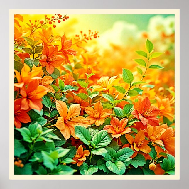 Lebhafte Sommer-Blume Poster (Vorne)