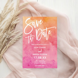 Lebhafte Sommerpink-Orangefarbene Hochzeit Save The Date