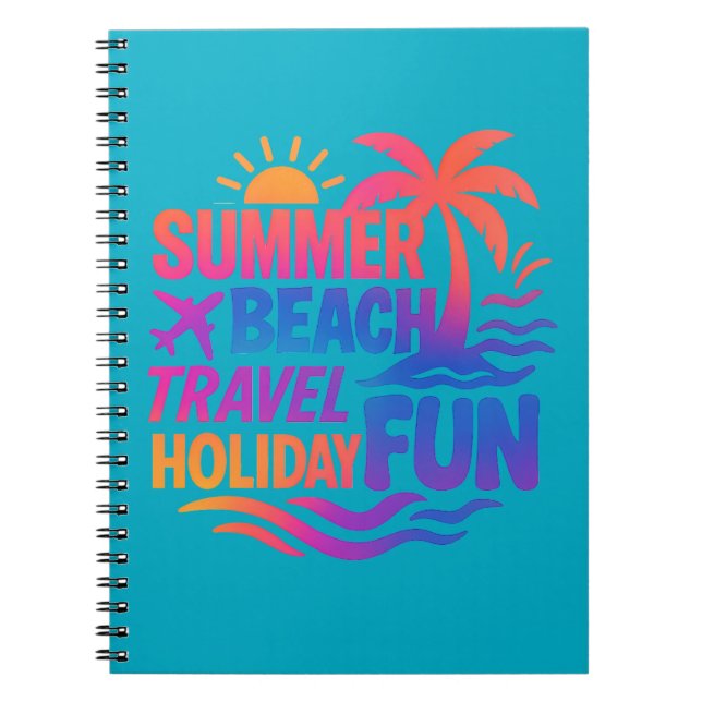 Lebhafte Sommertypografie-Collage mit grafischem F Notizblock (Vorderseite)